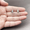 White Gold Filled Stud Earring, Tree and Leaf Design, with White Micro Pave and White Cubic Zirconia, Polished, Rhodium Finish, 02.310.0222