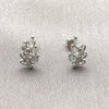 White Gold Filled Stud Earring, Tree and Leaf Design, with White Micro Pave and White Cubic Zirconia, Polished, Rhodium Finish, 02.310.0222