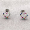 Rhodium Gold Filled Stud Earring, Heart Design, with Multicolor Cubic Zirconia, Polished, Rhodium Finish, 02.310.0213.1