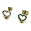 Rhodium Gold Filled Stud Earring, Heart Design, with Multicolor Cubic Zirconia, Polished, Rhodium Finish, 02.310.0213.1