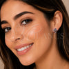 White Gold Filled Stud Earring, Cross Design, with Multicolor Cubic Zirconia, Polished, Rhodium Finish, 02.310.0225