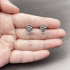 White Gold Filled Stud Earring, Cross Design, with Multicolor Cubic Zirconia, Polished, Rhodium Finish, 02.310.0225