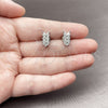 Rhodium Gold Filled Stud Earring, Leaf Design, with White Cubic Zirconia, Polished, Rhodium Finish, 02.310.0226