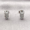 Rhodium Gold Filled Stud Earring, Leaf Design, with White Cubic Zirconia, Polished, Rhodium Finish, 02.310.0226