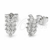Rhodium Gold Filled Stud Earring, Leaf Design, with White Cubic Zirconia, Polished, Rhodium Finish, 02.310.0226