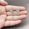 White Gold Filled Stud Earring, Heart Design, with White Cubic Zirconia, Polished, Rhodium Finish, 02.310.0228