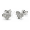 White Gold Filled Stud Earring, Heart Design, with White Cubic Zirconia, Polished, Rhodium Finish, 02.310.0228
