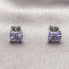 Rhodium Gold Filled Stud Earring, Baguette Design, with Amethyst Cubic Zirconia, Polished, Rhodium Finish, 02.310.0043.1