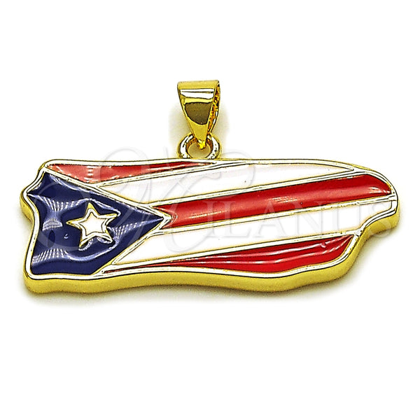 Oro Laminado Fancy Pendant, Gold Filled Style Star Design, Multicolor Enamel Finish, Golden Finish, 05.459.0046
