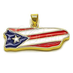 Oro Laminado Fancy Pendant, Gold Filled Style Star Design, Multicolor Enamel Finish, Golden Finish, 05.459.0046