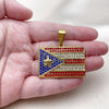 Stainless Steel Fancy Pendant, Star Design, with Multicolor Crystal, Polished, Golden Finish, 05.259.0007