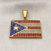 Stainless Steel Fancy Pendant, Star Design, with Multicolor Crystal, Polished, Golden Finish, 05.259.0007
