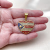 Stainless Steel Fancy Pendant, Heart and Star Design, with Multicolor Crystal, Polished, Golden Finish, 05.259.0010