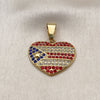 Stainless Steel Fancy Pendant, Heart and Star Design, with Multicolor Crystal, Polished, Golden Finish, 05.259.0010