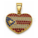 Stainless Steel Fancy Pendant, Heart and Star Design, with Multicolor Crystal, Polished, Golden Finish, 05.259.0010