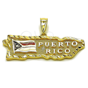 Oro Laminado Fancy Pendant, Gold Filled Style Star and Initials Design, Multicolor Enamel Finish, Golden Finish, 05.411.0078