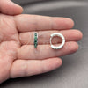 Rhodium Gold Filled Huggie Hoop, with Green Cubic Zirconia, Polished, Silver Finish, 02.282.0143.16