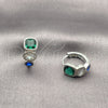 Rhodium Gold Filled Huggie Hoop, with Green and Sapphire Blue Cubic Zirconia, Polished, Rhodium Finish, 02.282.0144.15