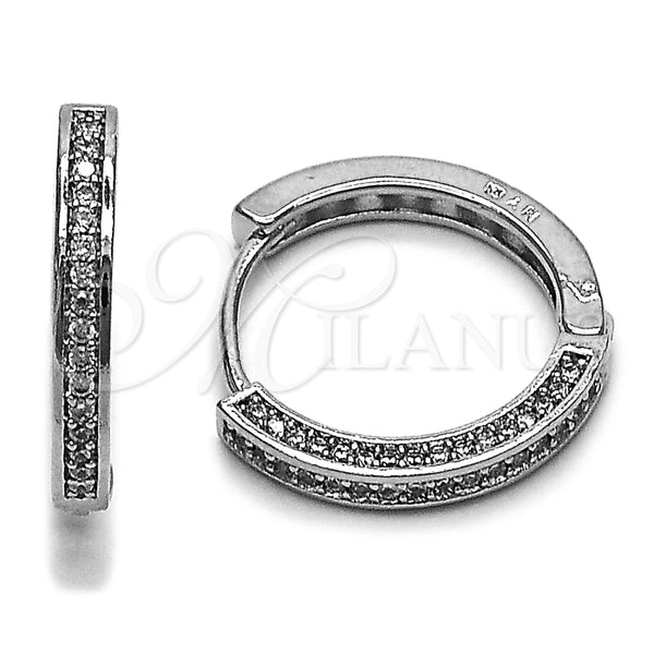 Rhodium Gold Filled Huggie Hoop, with White Micro Pave, Polished, Rhodium Finish, 02.282.0101.1.20