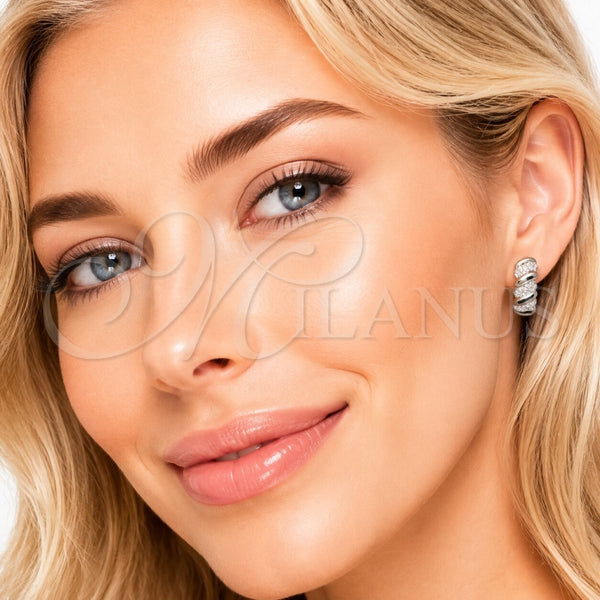 Rhodium Gold Filled Huggie Hoop, with White Micro Pave, Polished, Rhodium Finish, 02.282.0145.14