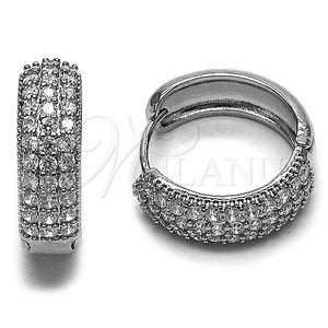 Rhodium Gold Filled Huggie Hoop, with White Cubic Zirconia, Polished, Rhodium Finish, 02.282.0146.20