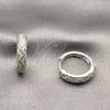 Rhodium Gold Filled Huggie Hoop, with White Micro Pave, Polished, Rhodium Finish, 02.282.0147.20