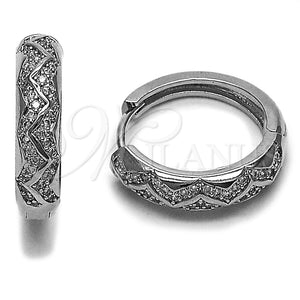 Rhodium Gold Filled Huggie Hoop, with White Micro Pave, Polished, Rhodium Finish, 02.282.0147.20