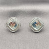 Rhodium Gold Filled Stud Earring, Cluster Design, with White Crystal and White Cubic Zirconia, Polished, Silver Finish, 02.282.0148