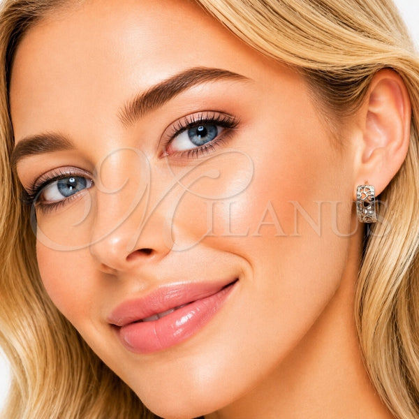 Rhodium Gold Filled Huggie Hoop, Heart Design, Polished, Rhodium Finish, 02.282.0150.15