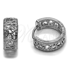 Rhodium Gold Filled Huggie Hoop, Heart Design, Polished, Rhodium Finish, 02.282.0150.15