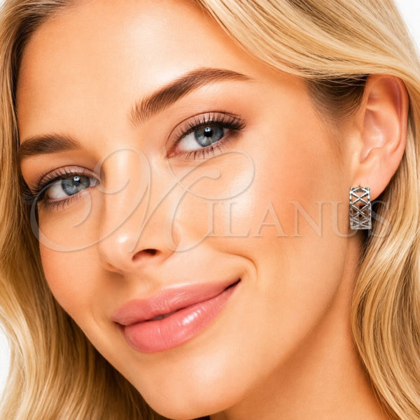 Rhodium Gold Filled Huggie Hoop, Filigree Design, Polished, Rhodium Finish, 02.282.0151.15