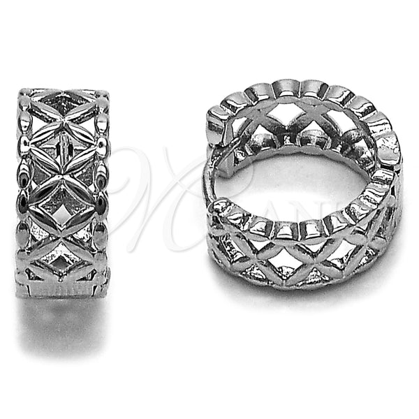 Rhodium Gold Filled Huggie Hoop, Filigree Design, Polished, Rhodium Finish, 02.282.0151.15