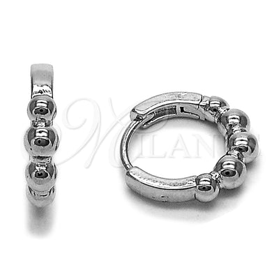 Rhodium Gold Filled Huggie Hoop, Ball Design, Polished, Rhodium Finish, 02.282.0152.15 for wholesale, main product view