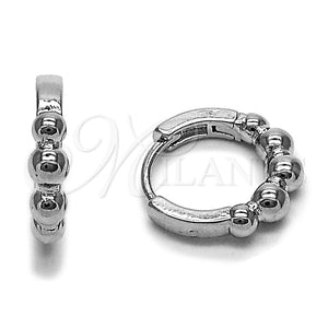 Rhodium Gold Filled Huggie Hoop, Ball Design, Polished, Rhodium Finish, 02.282.0152.15