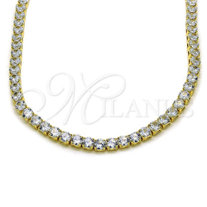 Oro Laminado Fancy Necklace, Gold Filled Style with White Cubic Zirconia, Polished, Golden Finish, 04.130.0002.12 (06 MM Thickness, 12 Inches Length)