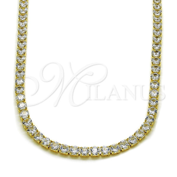 Oro Laminado Fancy Necklace, Gold Filled Style with White Cubic Zirconia, Polished, Golden Finish, 03.130.0002.4.12 (04 MM Thickness, 12 Inches Length)