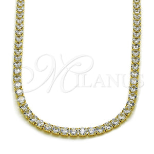 Oro Laminado Fancy Necklace, Gold Filled Style with White Cubic Zirconia, Polished, Golden Finish, 03.130.0002.4.12 (04 MM Thickness, 12 Inches Length)