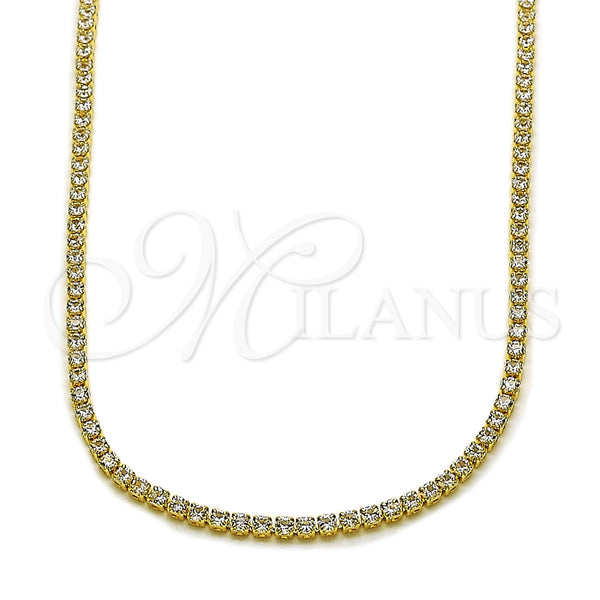 Oro Laminado Fancy Necklace, Gold Filled Style with White Cubic Zirconia, Polished, Golden Finish, 03.130.0006.12 (02 MM Thickness, 12 Inches Length)