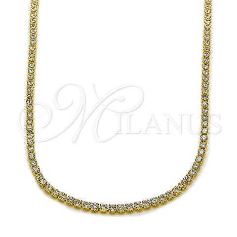 Oro Laminado Fancy Necklace, Gold Filled Style with White Cubic Zirconia, Polished, Golden Finish, 03.130.0006.12 (02 MM Thickness, 12 Inches Length)