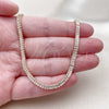 Oro Laminado Fancy Necklace, Gold Filled Style Baguette Design, with White Cubic Zirconia, Polished, Golden Finish, 04.130.0003.12 (Thickness, 12 Inches Length)