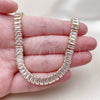 Oro Laminado Fancy Necklace, Gold Filled Style Baguette Design, with White Cubic Zirconia, Polished, Golden Finish, 03.130.0045.12 (Thickness, 12 Inches Length)