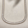 Oro Laminado Fancy Necklace, Gold Filled Style Baguette Design, with White Cubic Zirconia, Polished, Golden Finish, 03.130.0045.12 (Thickness, 12 Inches Length)