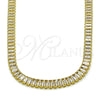 Oro Laminado Fancy Necklace, Gold Filled Style Baguette Design, with White Cubic Zirconia, Polished, Golden Finish, 03.130.0045.12 (Thickness, 12 Inches Length)
