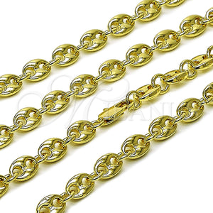 Oro Laminado Fancy Necklace, Gold Filled Style Puff Mariner Design, Polished, Golden Finish, 04.213.0375.24 (Thickness, 24 Inches Length)