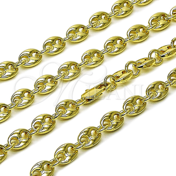 Oro Laminado Fancy Necklace, Gold Filled Style Puff Mariner Design, Polished, Golden Finish, 04.213.0375.24 (Thickness, 24 Inches Length)