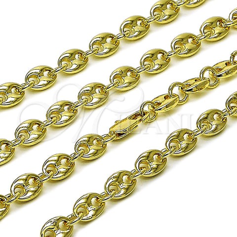 Oro Laminado Fancy Necklace, Gold Filled Style Puff Mariner Design, Polished, Golden Finish, 04.213.0375.24 (Thickness, 24 Inches Length)