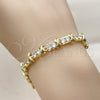 Oro Laminado Fancy Bracelet, Gold Filled Style Hugs and Kisses Design, with White Cubic Zirconia, Polished, Golden Finish, 03.213.0444.08 (Thickness, 8 Inches Length)