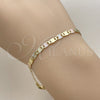 Oro Laminado Fancy Bracelet, Gold Filled Style Mariner Design, Polished, Tricolor, 04.213.0247.1.08 (04 MM Thickness, 8 Inches Length)