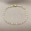 Oro Laminado Fancy Bracelet, Gold Filled Style Mariner Design, Polished, Tricolor, 04.213.0247.1.08 (04 MM Thickness, 8 Inches Length)