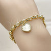 Oro Laminado Fancy Bracelet, Gold Filled Style Heart Design, Diamond Cutting Finish, Golden Finish, 03.213.0447.07 (Thickness, 7 Inches Length)
